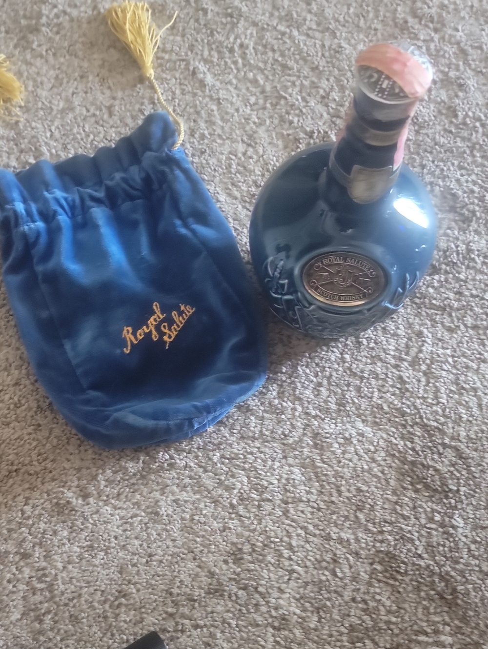 Royal Salute Ceramic Decanter with Blue Velvet Pouch